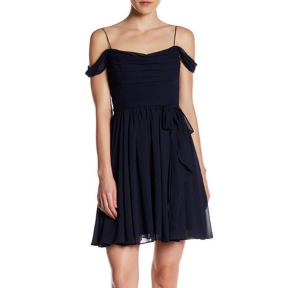 Vera Wang Off The Shoulder Dress in Navy